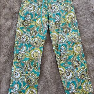 Vera Bradley Teal and Yellow Paisley Straight Leg Pants